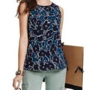 CAbi Women's Warhol Top Blouse #3087 Floral Sleeveless Navy  M NWOT
